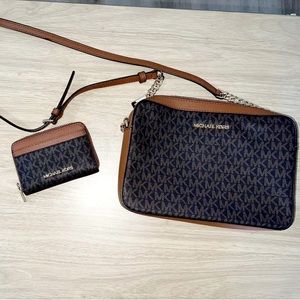 MK cross body bag and cardholder